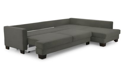 Диван Фиеста Мебель Марсель угловой (большой) велюр Boska 19 темно-серый Длина 309 см