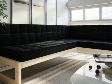 Диван Арско Сега угловой трехместный черный Длина 218 см