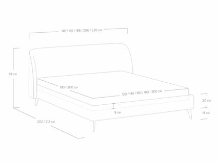 Кровать Сонум Rosa Кашемир Серый 140х200