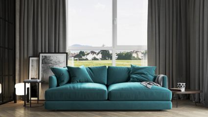 Диван Фиеста Мебель Ибица велюр Vivaldi 30 голубой Длина 215 см