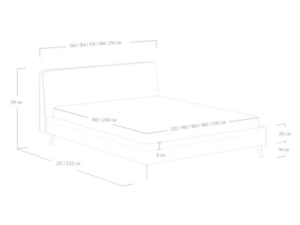 Кровать Сонум Boston Рогожка пепельный 140х200