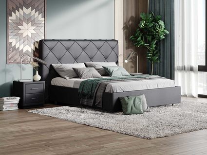 Кровать Сонум Manhattan Экокожа Коричневый (с основанием) 160х200