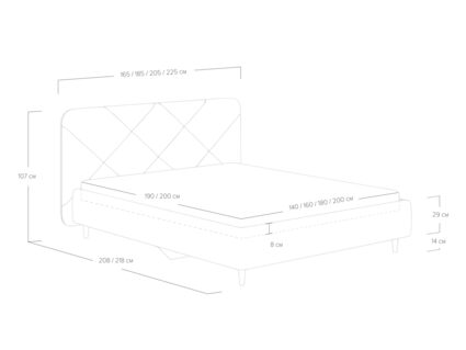 Кровать Сонум Taylor Рогожка деним (с подъемным механизмом) 180х190