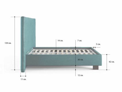 Кровать Сонум Barbara Кашемир Светло-серый (с подъемным механизмом) 140х200
