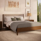 Кровать Rivi Ruby Wood Орех светлый/Рогожка Step 7 120х200