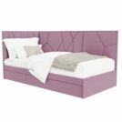 Кровать Beautyson Helga угловая (с ящиком) велюр Formula 392 розовый 90х180